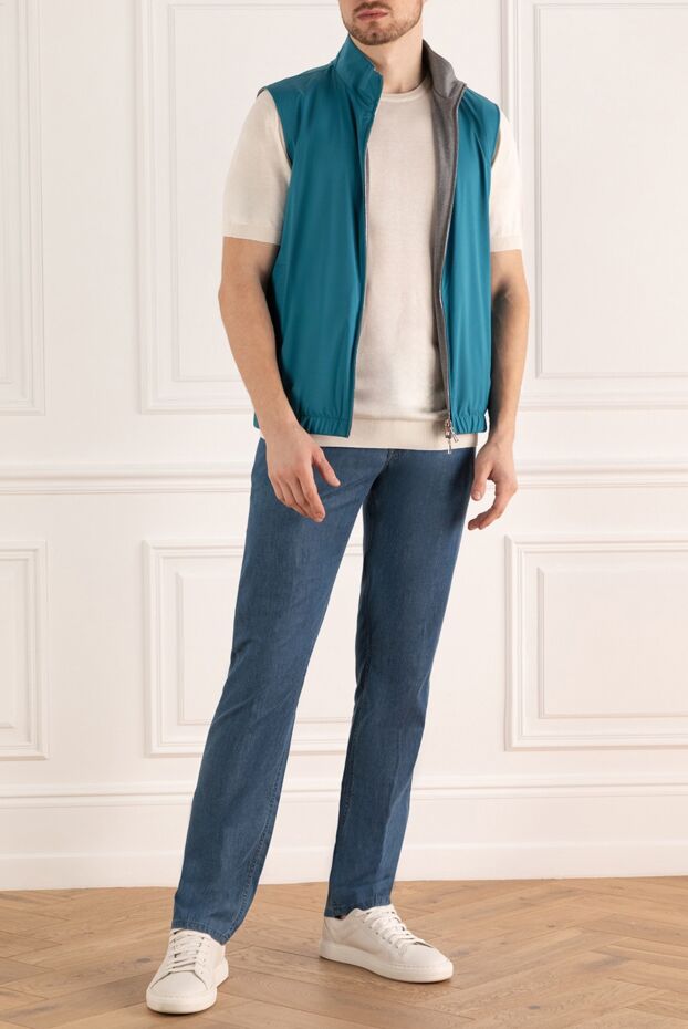 Loro Piana blue reversible vest in a combination of wind microfiber and knitted wool wish men's 167988 - photo 3