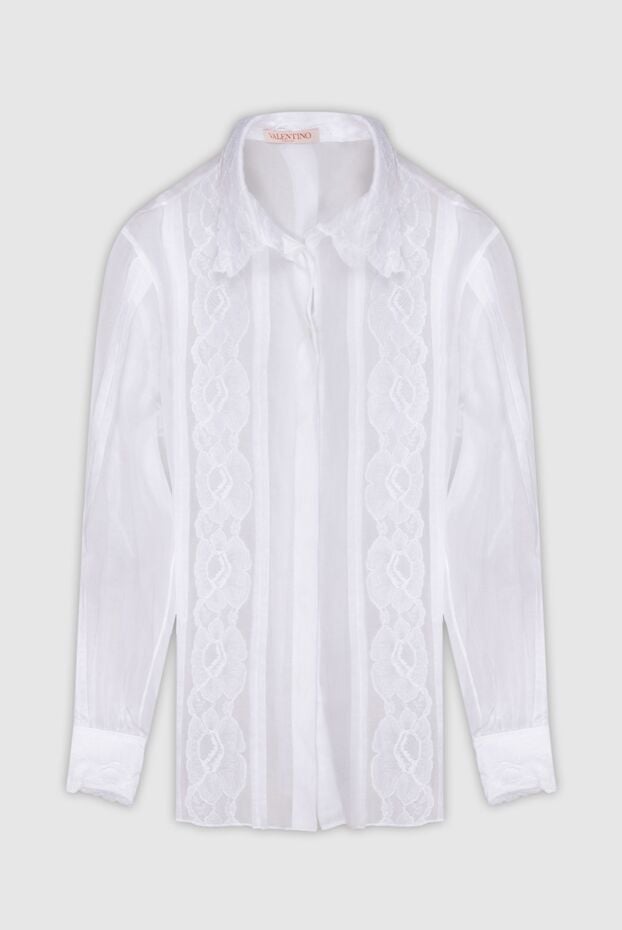 Valentino women's cotton blouse with lace and bow white 168172 - photo 1