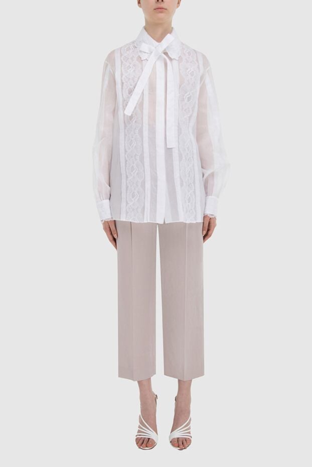 Valentino women's cotton blouse with lace and bow white 168172 - photo 2