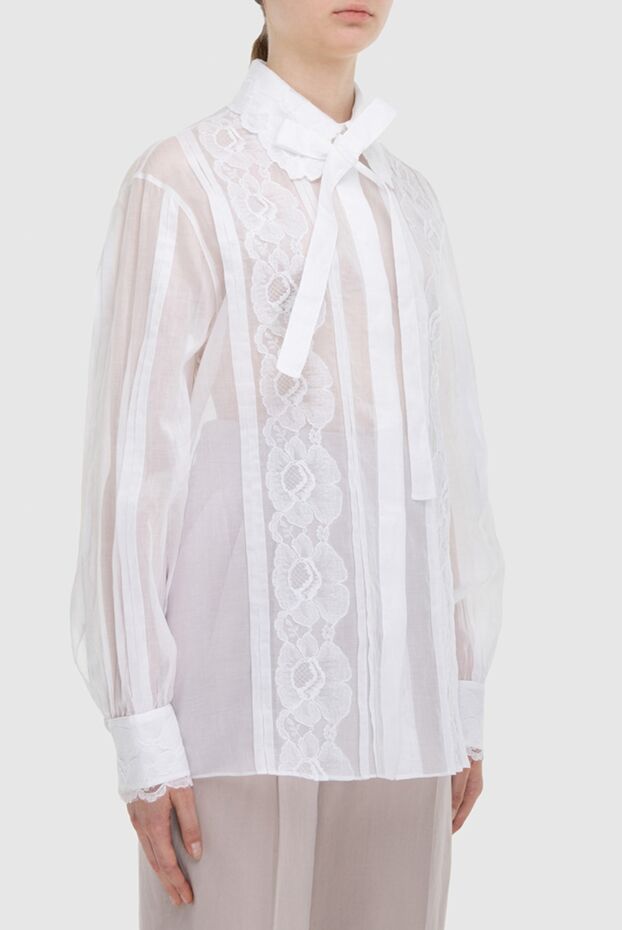 Valentino women's cotton blouse with lace and bow white 168172 - photo 3
