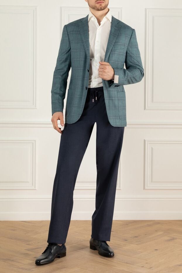 Cesare di Napoli men's dark blue trousers with drawstring 168191 - photo 2