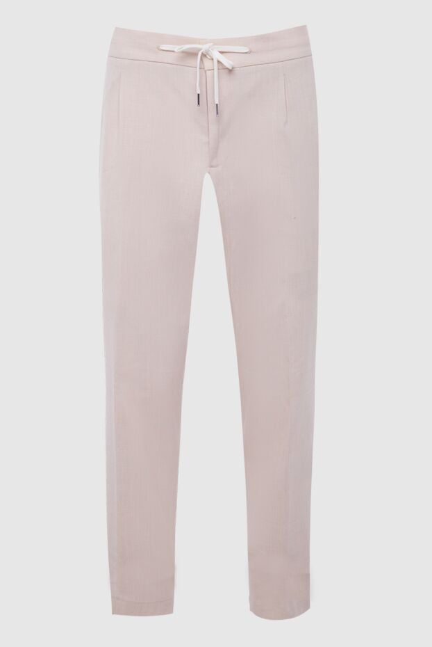 Cesare di Napoli beige men's straight-cut trousers with drawstring 168192 - photo 1