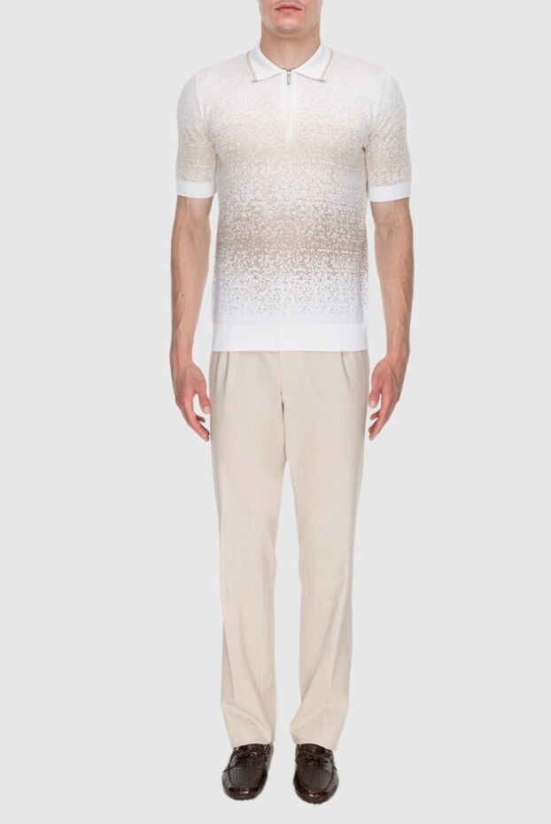 Cesare di Napoli beige men's straight-cut trousers with drawstring 168192 - photo 2