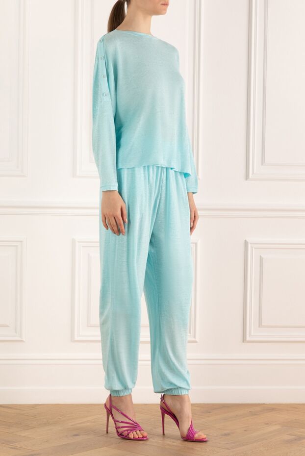 Max&Moi blue linen walking suit for women 168217 - photo 3