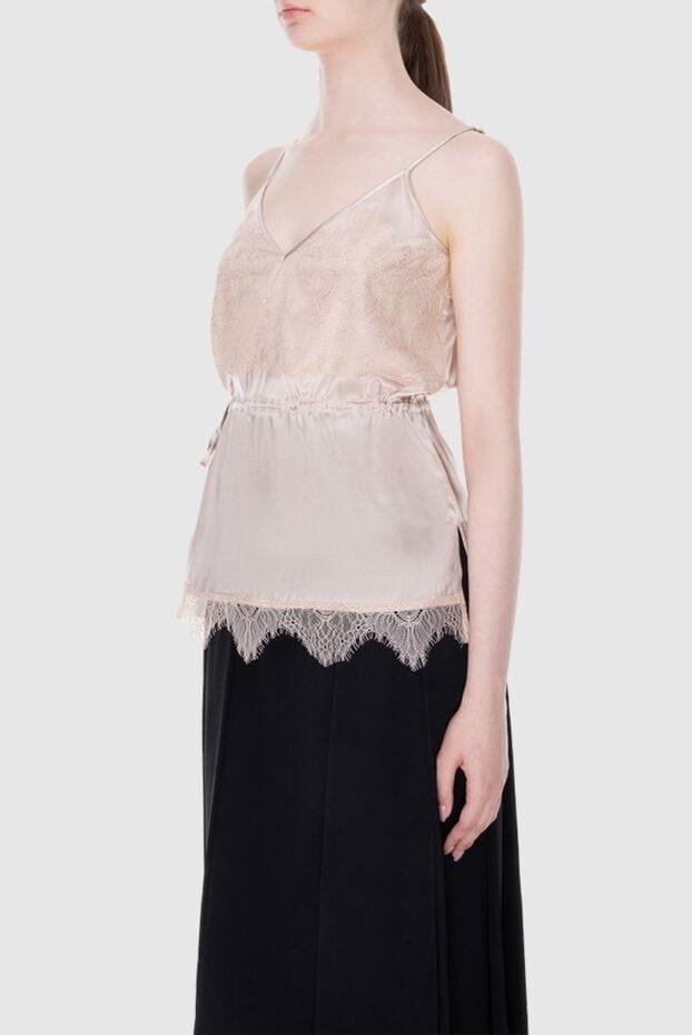 Max&Moi silk top in beige with decorative border 168225 - photo 3