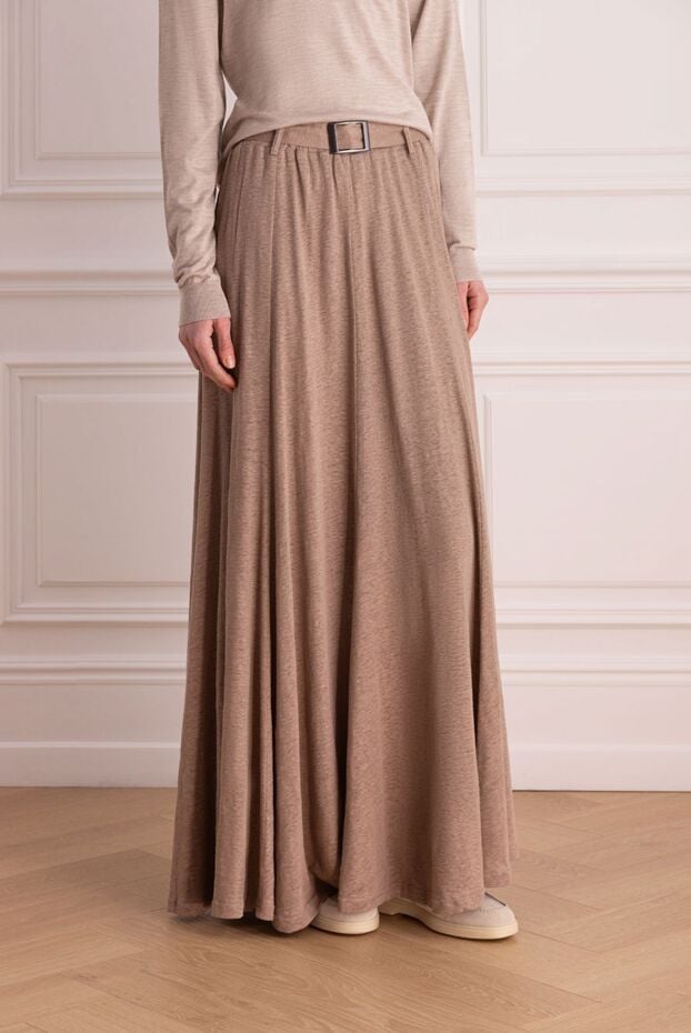 Max&Moi maxi skirt in fine silk with belt and soft pleats 168243 - photo 3