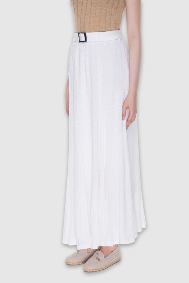 Max&Moi white silk maxi skirt with belt and light draping 168244 - photo 3