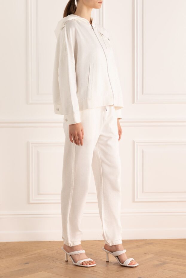 Max&Moi women's white cotton suit with a hood and cropped trousers 168248 - photo 3