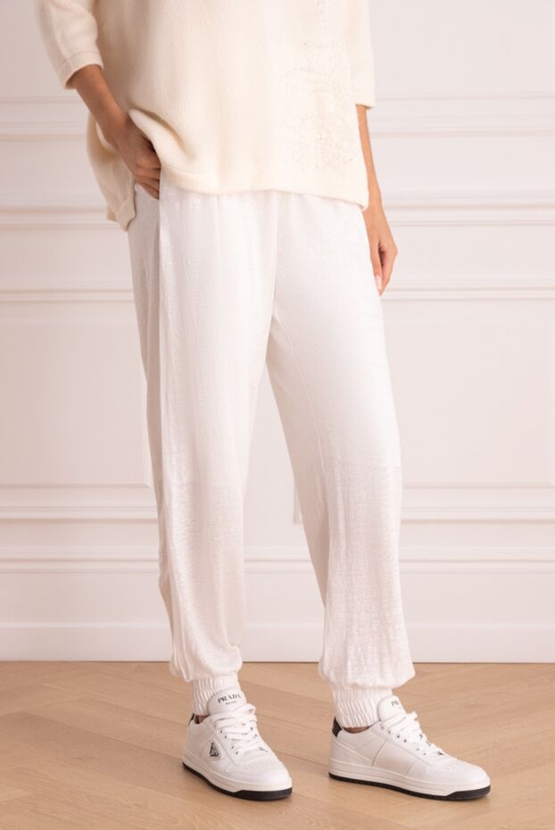 Max&Moi women's linen trousers, loose fit, white 168251 - photo 3