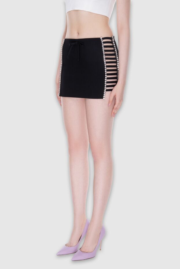 Area fitted black skirt with open sides and crystal decor 168270 - photo 3