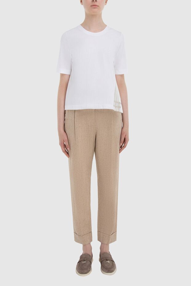 Panicale women's cotton blouse with pleats white 168292 - photo 2