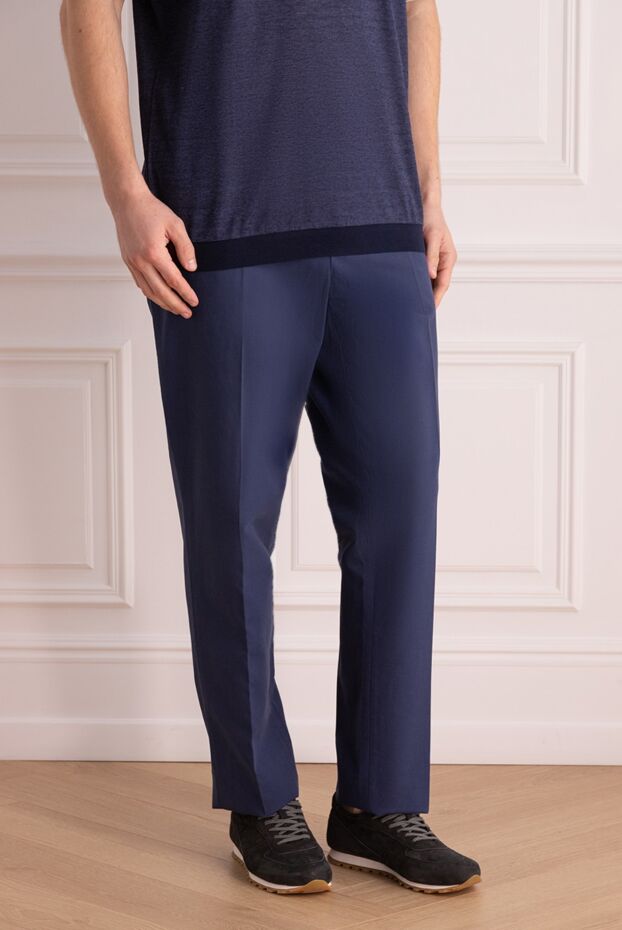 Loro Piana men's trousers in rich blue color made of natural cotton 168319 - photo 3