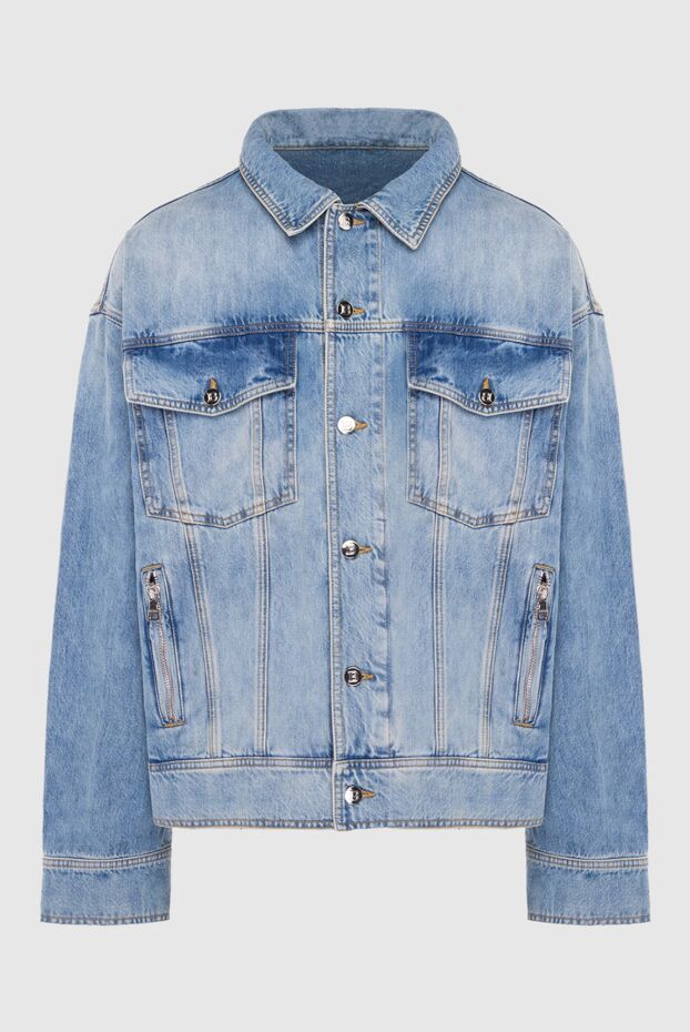 Balmain мужские куртка джинсовая из хлопка голубая мужская купить с ценами и фото 168356 - фото 1