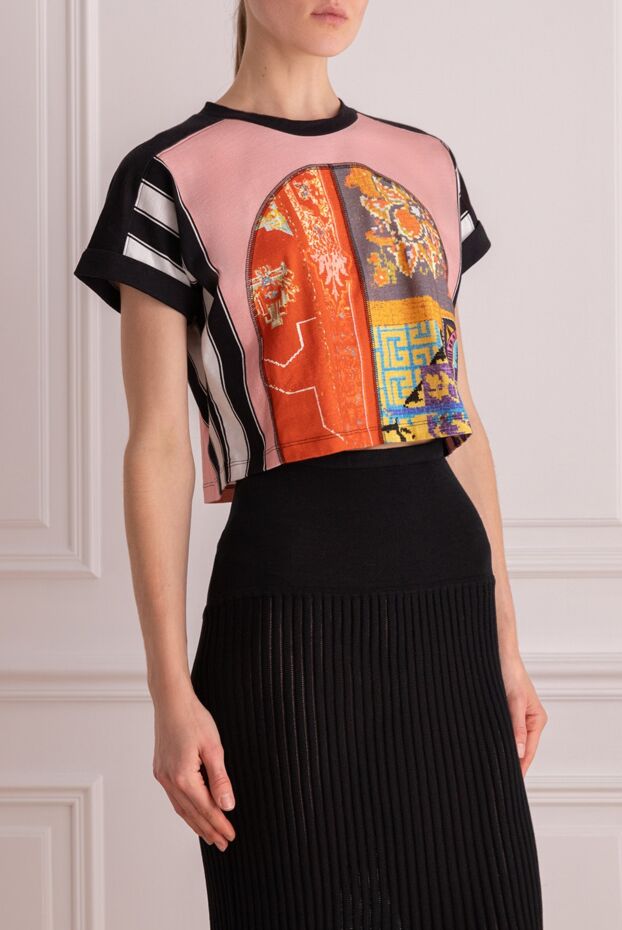 Balmain women's cotton pink t-shirt with combined print 168360 - photo 3