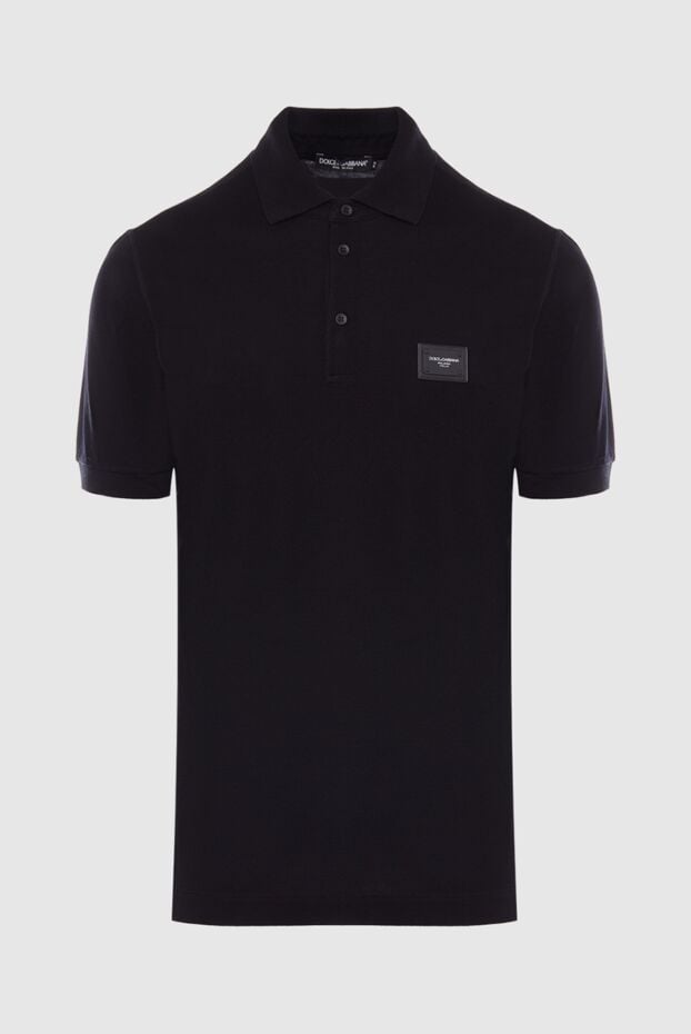 Dolce & Gabbana black knit polo with logo patch on buttons (markdown) 195732 - photo 1