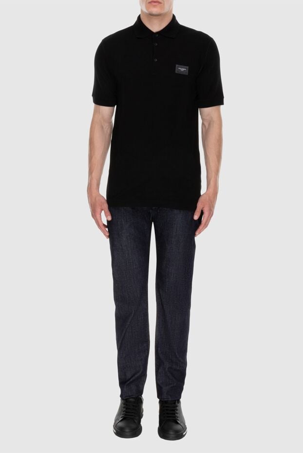 Dolce & Gabbana black knit polo with logo patch on buttons (markdown) 195732 - photo 2