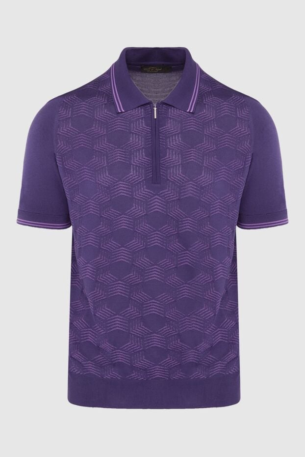 Cesare di Napoli purple silk polo shirt with a structured pattern for men 168410 - photo 1