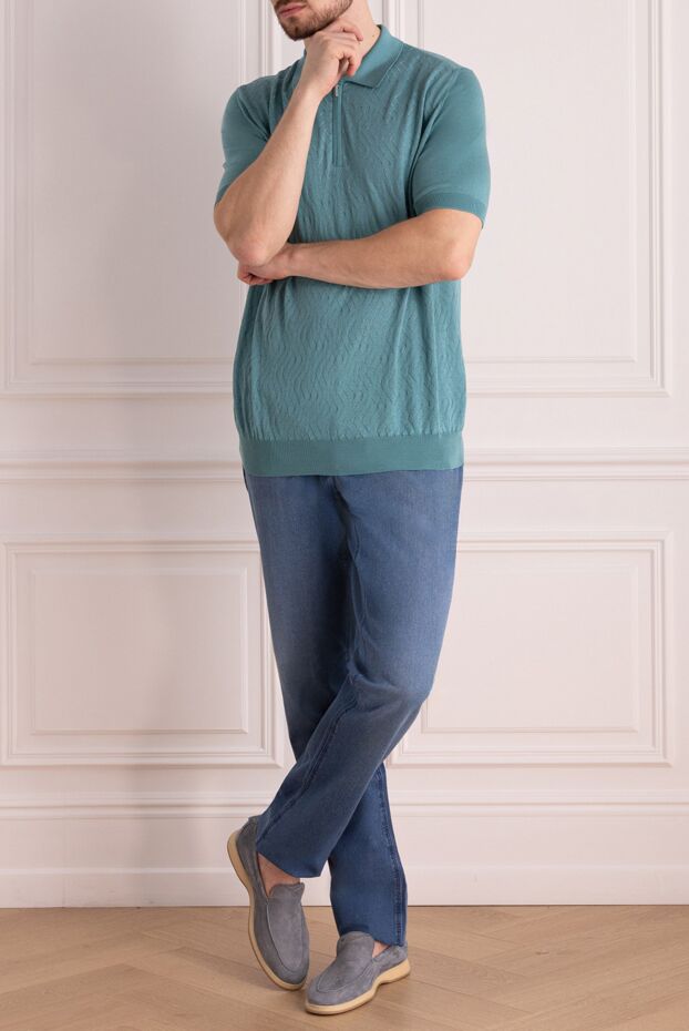 Cesare di Napoli knitted polo shirt made of natural silk with a textured geometric pattern 168415 - photo 2