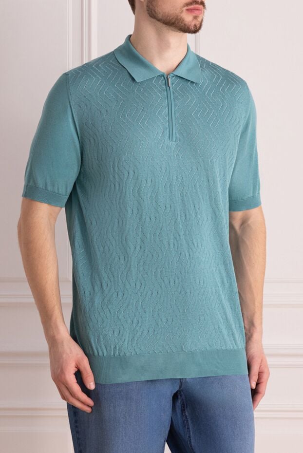 Cesare di Napoli knitted polo shirt made of natural silk with a textured geometric pattern 168415 - photo 3