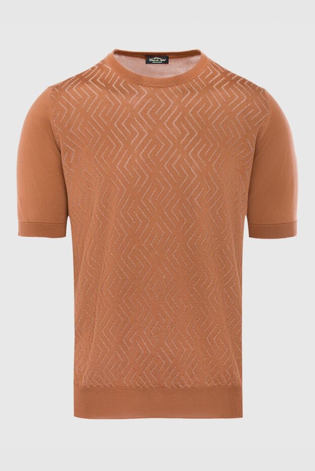 Cesare di Napoli man short-sleeved jumper in silk brown for men buy with prices and photos 168423 - photo 1