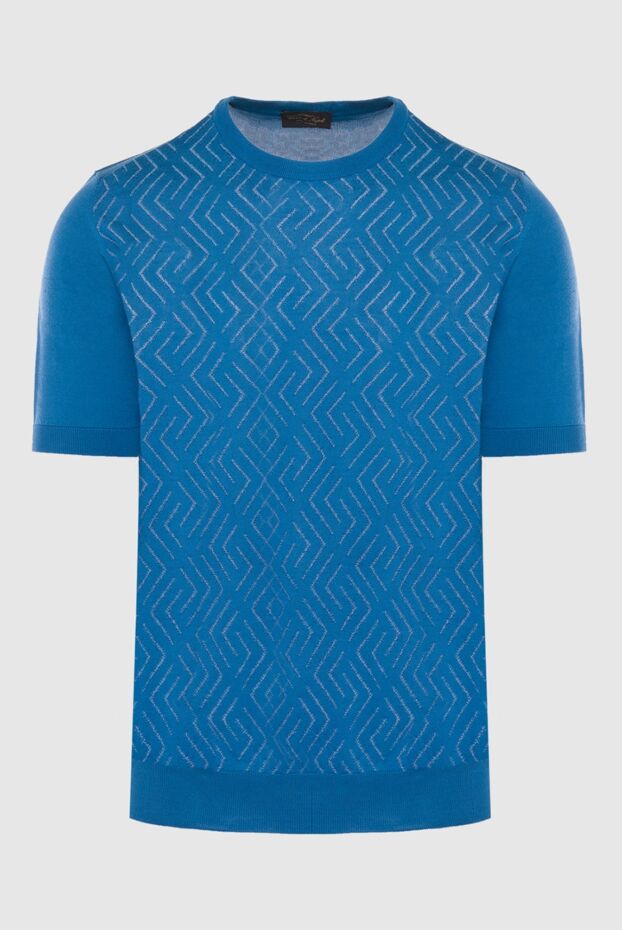 Cesare di Napoli man silk short sleeve jumper blue for men buy with prices and photos 168426 - photo 1