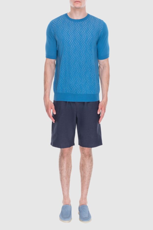 Cesare di Napoli man silk short sleeve jumper blue for men buy with prices and photos 168426 - photo 2