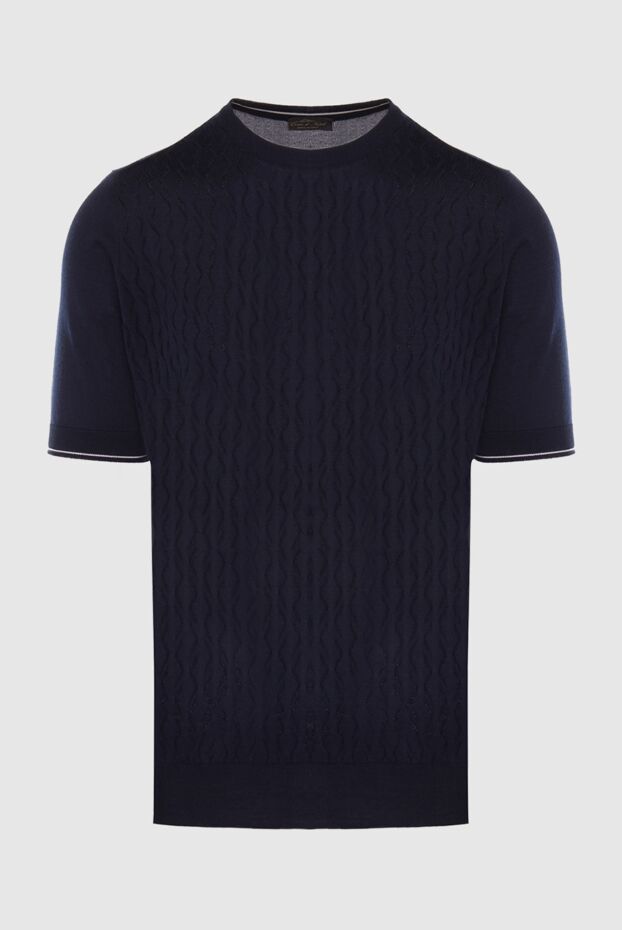 Cesare di Napoli man silk short sleeve jumper blue for men buy with prices and photos 168428 - photo 1