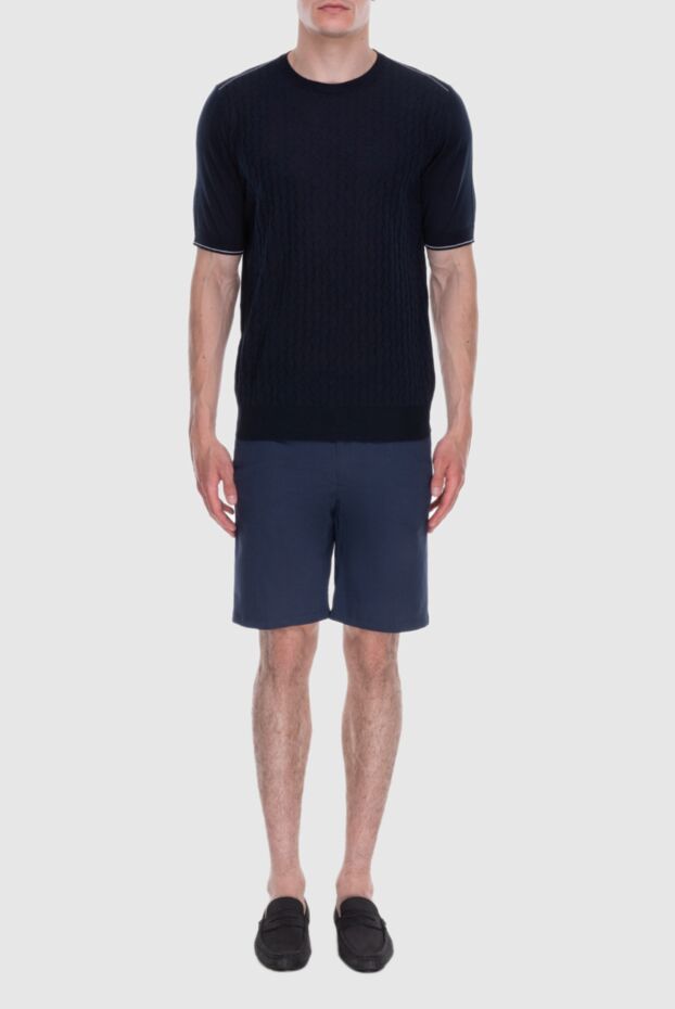 Cesare di Napoli man silk short sleeve jumper blue for men buy with prices and photos 168428 - photo 2