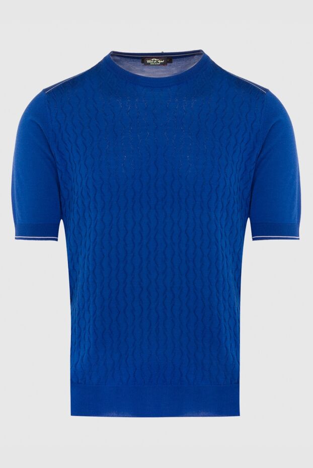 Cesare di Napoli man silk short sleeve jumper blue for men buy with prices and photos 168429 - photo 1