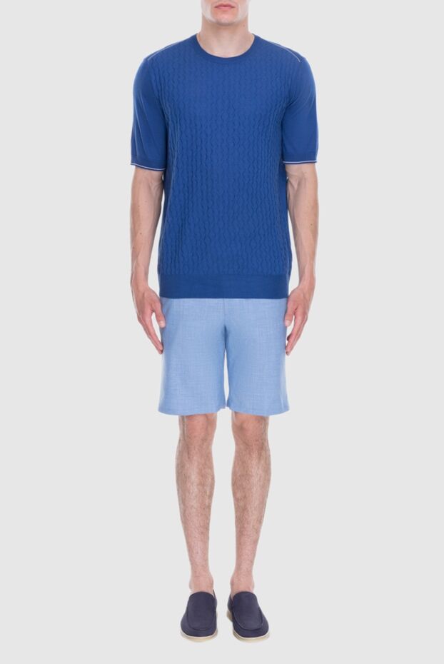Cesare di Napoli man silk short sleeve jumper blue for men buy with prices and photos 168429 - photo 2