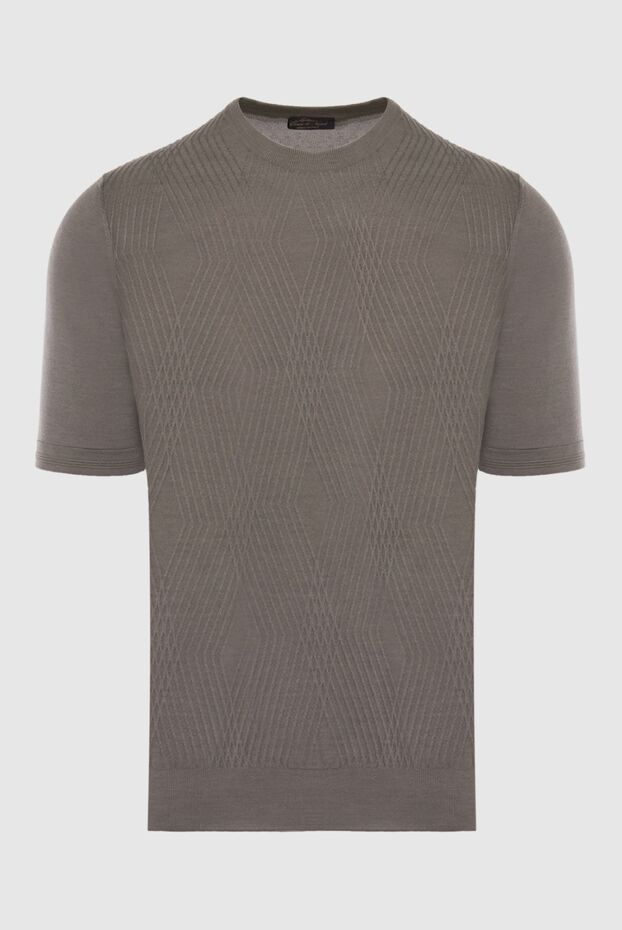 Cesare di Napoli man short sleeve jumper in silk and cotton brown for men buy with prices and photos 168430 - photo 1