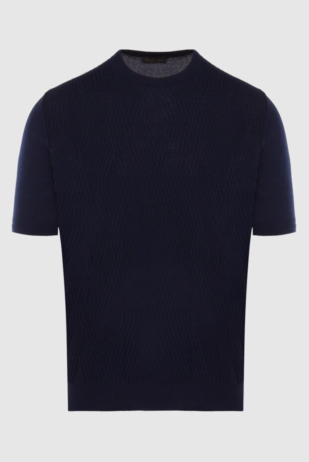 Cesare di Napoli man short sleeve jumper in silk and cotton blue for men buy with prices and photos 168432 - photo 1