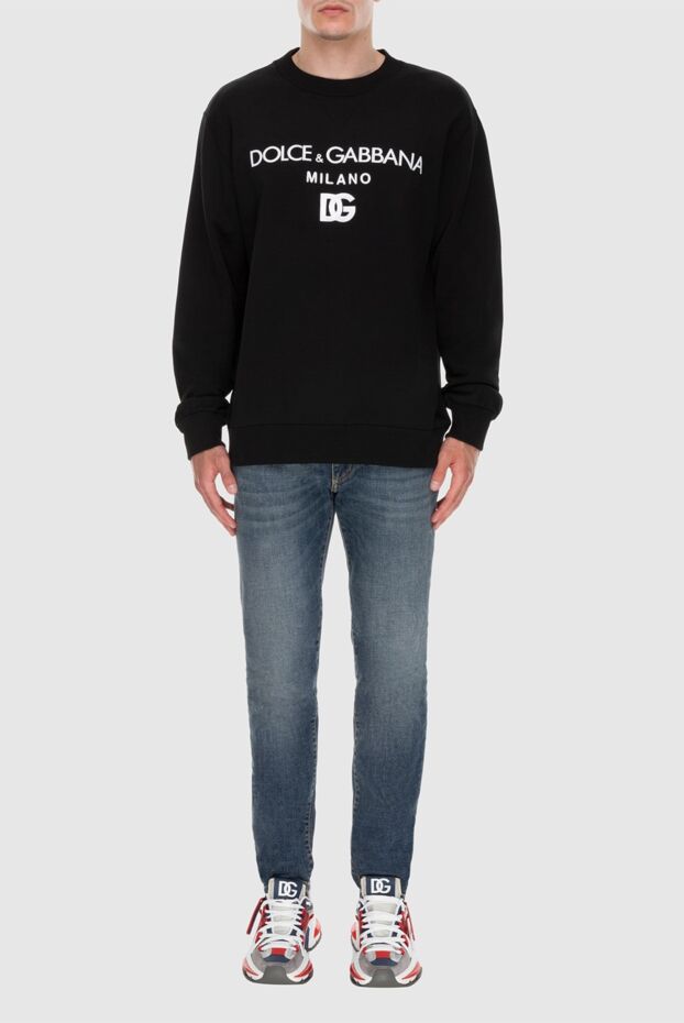 Dolce & Gabbana men's black cotton sweatshirt with print 168485 - photo 3