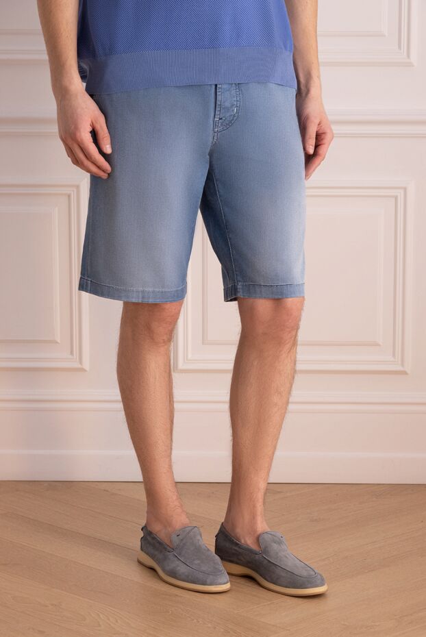 Jacob Cohen men's light blue denim shorts with elastic waistband 168536 - photo 3