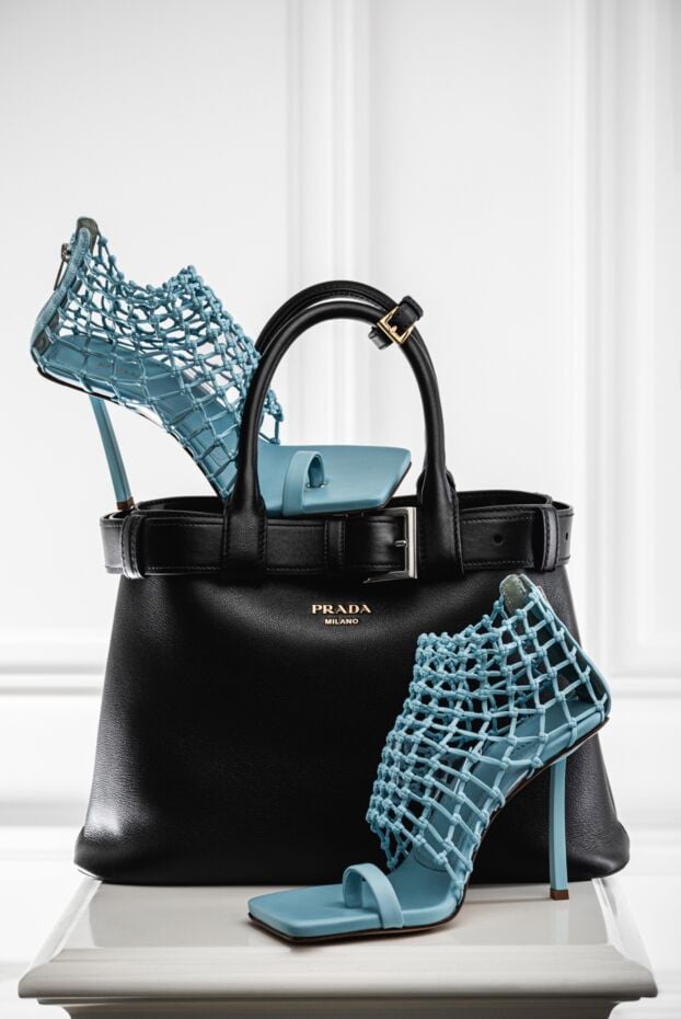Le Silla women's blue leather sandals with woven details 168554 - photo 2