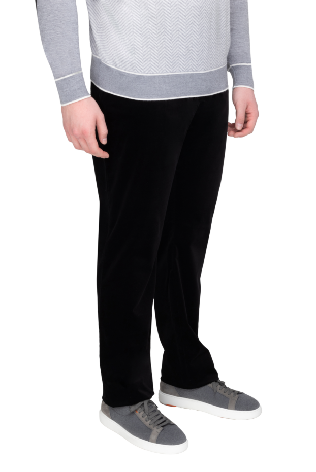 Zilli men's deep black five-pocket trousers with leather trim 168566 - photo 3