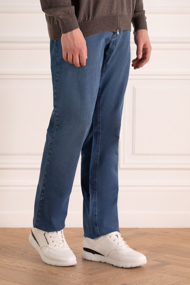 Zilli men's blue cotton jeans with straight cut 196946 - photo 3