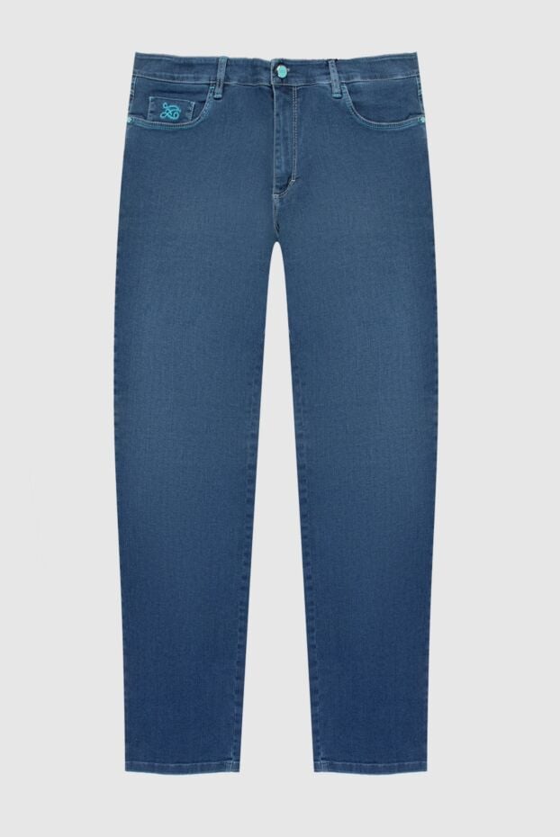 Zilli men's blue cotton jeans with turquoise stitching (markdown) 197083 - photo 1