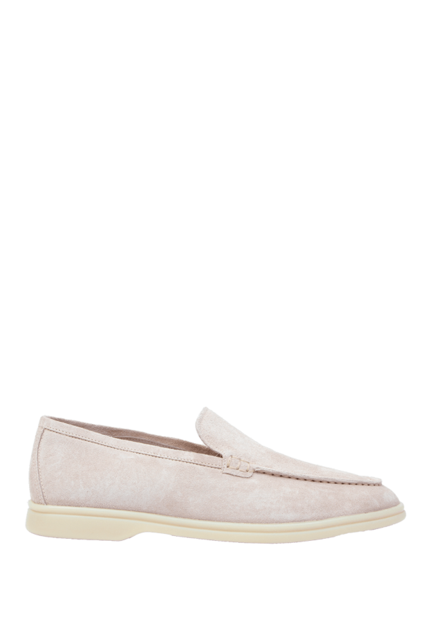 Cesare di Napoli men's light beige suede loafers with white soles 168597 - photo 1