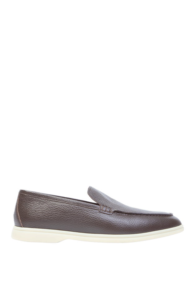 Cesare di Napoli brown grain leather loafers with contrast sole for men 168599 - photo 1