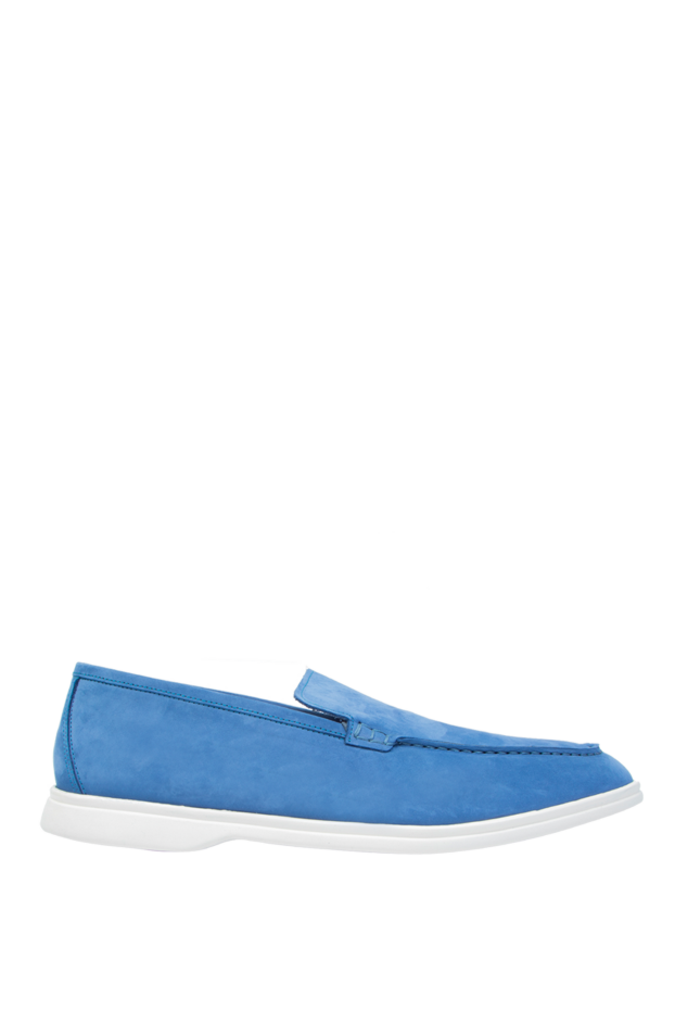 Cesare di Napoli light blue men's nubuck loafers with white soles 168601 - photo 1