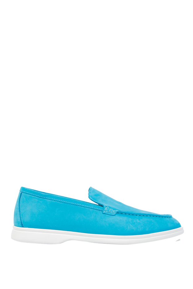 Cesare di Napoli summer suede loafers in a rich turquoise color with a flexible sole 168605 - photo 1