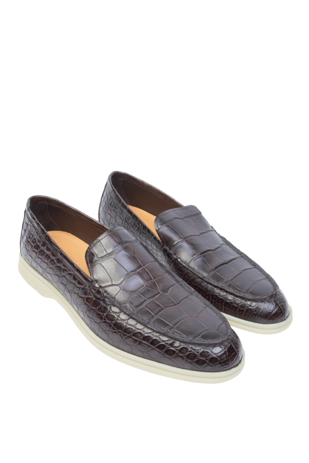 Cesare di Napoli dark brown alligator leather loafers for men 168611 - photo 3