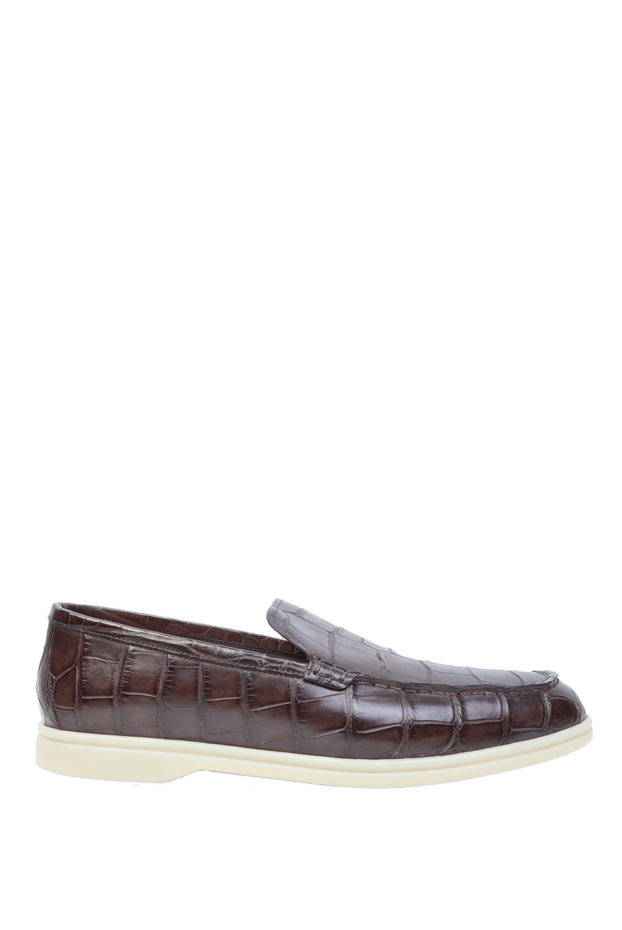 Cesare di Napoli brown alligator leather loafers with contrast sole for men 168612 - photo 1