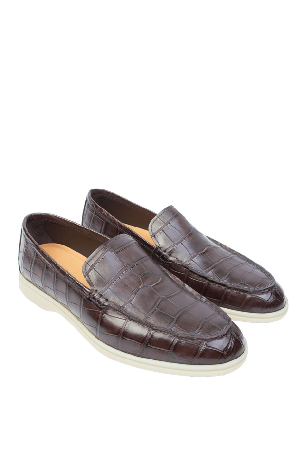 Cesare di Napoli brown alligator leather loafers with contrast sole for men 168612 - photo 3