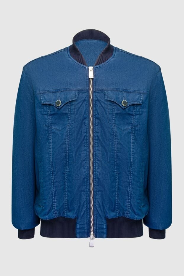 Blue denim jacket made of cotton, silk and polyethylene for men - photo 1