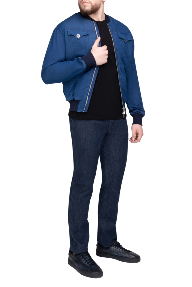 Blue denim jacket made of cotton, silk and polyethylene for men - photo 2