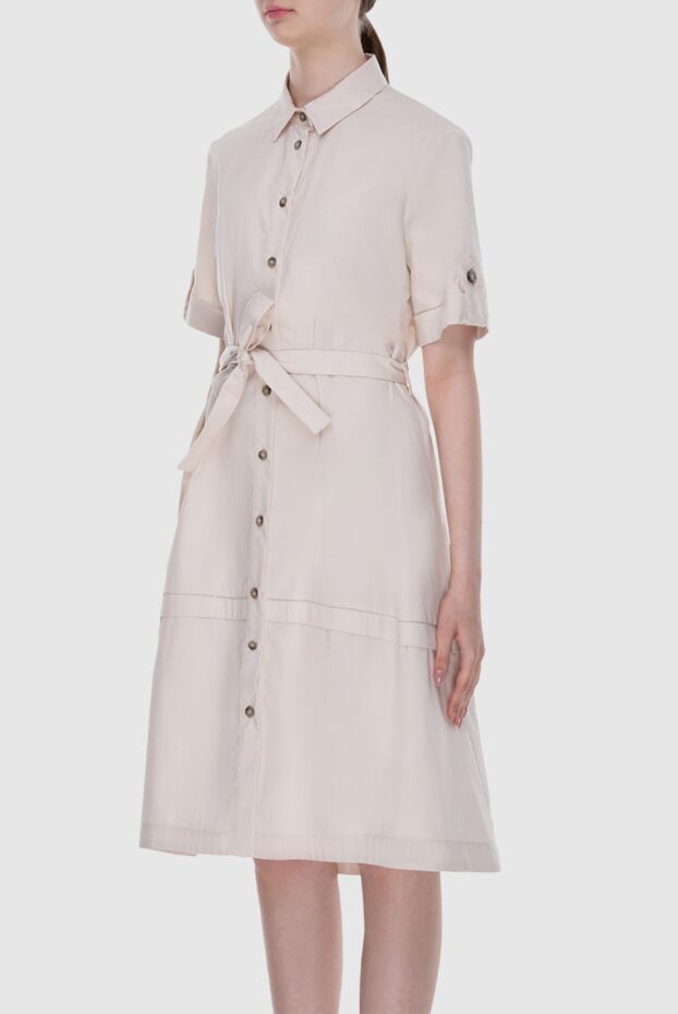 Peserico shirt dress with a belt and short sleeves beige women's 168627 - photo 3