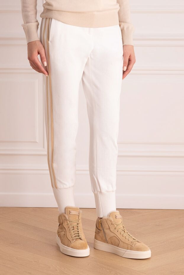 Peserico women's casual white pants with beige stripes 168656 - photo 3