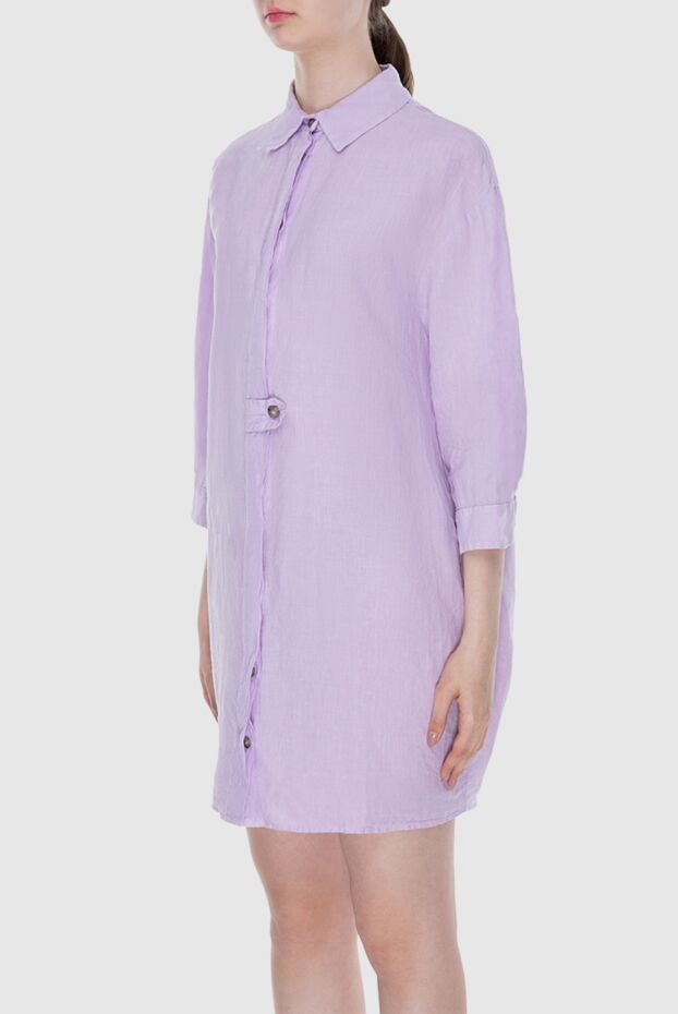 Peserico linen purple dress with a decorative button women's 168660 - photo 3